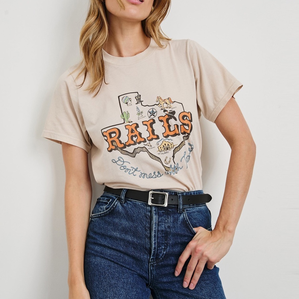 Rails Beige Texas Map Tee